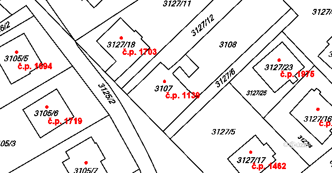 Český Těšín 1139 na parcele st. 3107 v KÚ Český Těšín, Katastrální mapa