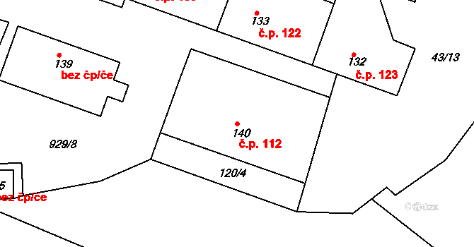 Hýskov 112 na parcele st. 140 v KÚ Hýskov, Katastrální mapa