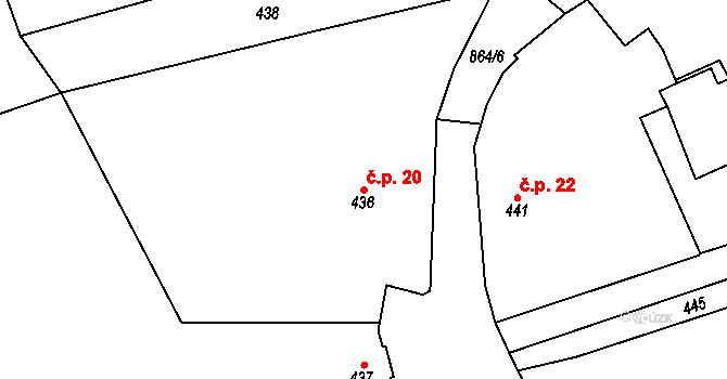 Chotiměř 20, Blížejov na parcele st. 436 v KÚ Chotiměř u Blížejova, Katastrální mapa