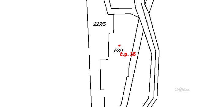 Petrovice 35, Humpolec na parcele st. 52/1 v KÚ Petrovice u Humpolce, Katastrální mapa