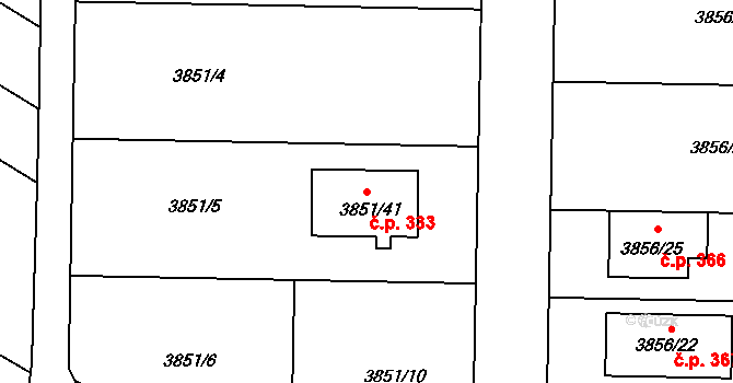 Žatčany 333 na parcele st. 3851/41 v KÚ Žatčany, Katastrální mapa