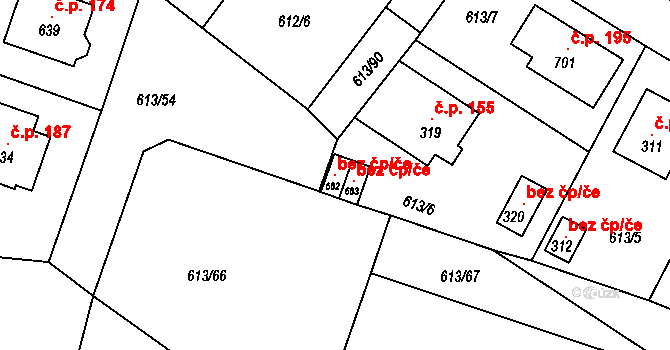 Čachovice 96535270 na parcele st. 682 v KÚ Čachovice, Katastrální mapa