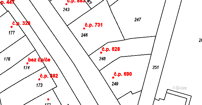 Velké Pavlovice 528 na parcele st. 248 v KÚ Velké Pavlovice, Katastrální mapa