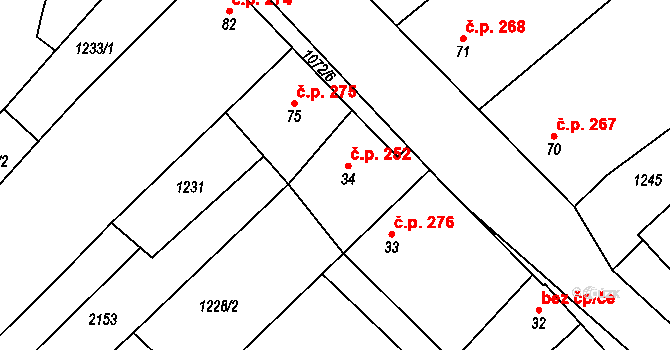 Chlupice 252, Hostěradice na parcele st. 34 v KÚ Chlupice, Katastrální mapa