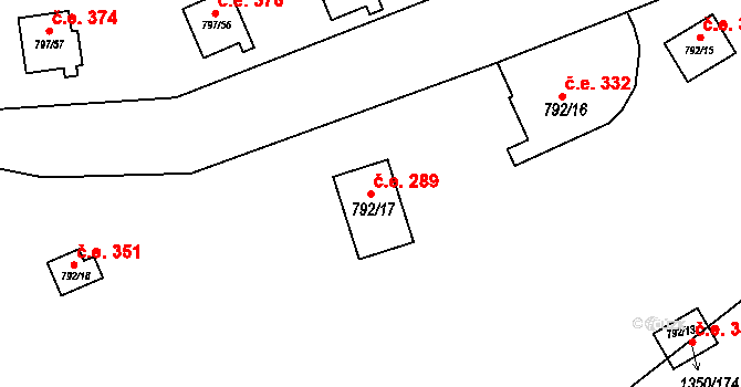 Oslnovice 289 na parcele st. 792/17 v KÚ Oslnovice, Katastrální mapa