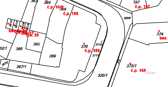Moravský Krumlov 169 na parcele st. 370 v KÚ Moravský Krumlov, Katastrální mapa