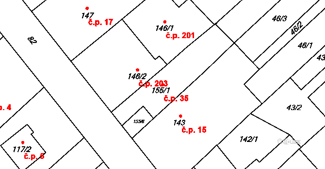 Přerov VIII-Henčlov 35, Přerov na parcele st. 155/1 v KÚ Henčlov, Katastrální mapa