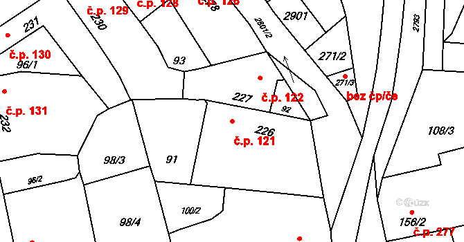 Hranice IV-Drahotuše 121, Hranice na parcele st. 226 v KÚ Drahotuše, Katastrální mapa