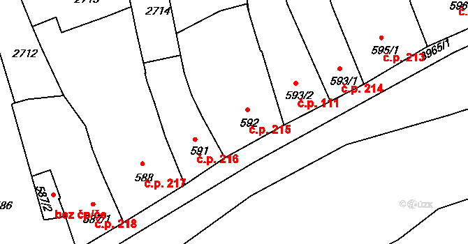 Lipník nad Bečvou I-Město 215, Lipník nad Bečvou na parcele st. 592 v KÚ Lipník nad Bečvou, Katastrální mapa