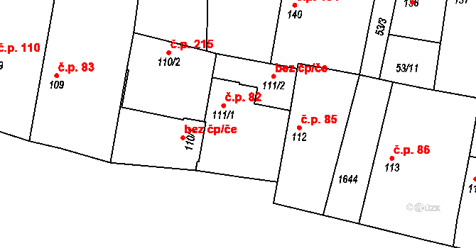 Písková Lhota 82 na parcele st. 111/1 v KÚ Písková Lhota u Poděbrad, Katastrální mapa