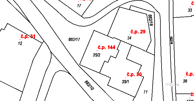 Heřmaň 144 na parcele st. 35/2 v KÚ Heřmaň, Katastrální mapa