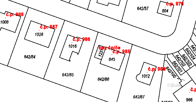 Bašť 119144271 na parcele st. 1231 v KÚ Bašť, Katastrální mapa