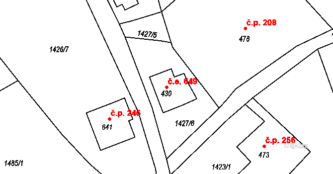 Dolní Maxov 649, Josefův Důl na parcele st. 430 v KÚ Dolní Maxov, Katastrální mapa