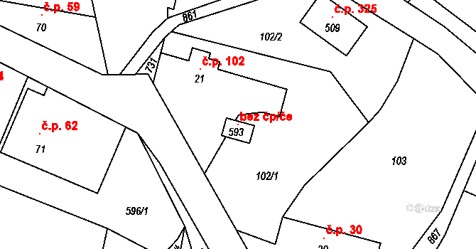 Klínec 120894271 na parcele st. 593 v KÚ Klínec, Katastrální mapa