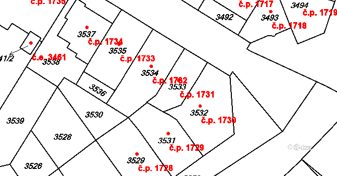 Jihlava 1731 na parcele st. 3533 v KÚ Jihlava, Katastrální mapa