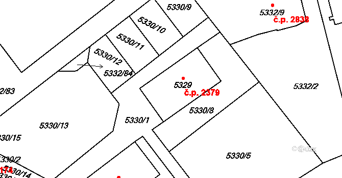 Jihlava 2379 na parcele st. 5329 v KÚ Jihlava, Katastrální mapa