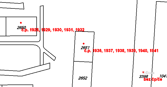 Nymburk 1936,1937,1938,1939, na parcele st. 2651 v KÚ Nymburk, Katastrální mapa
