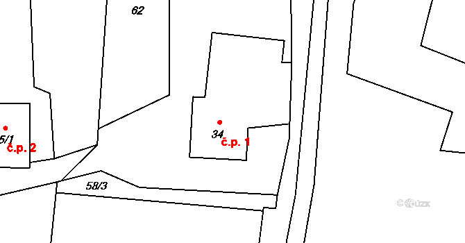 Kojkovice 1, Třinec na parcele st. 526 v KÚ Kojkovice u Třince, Katastrální mapa