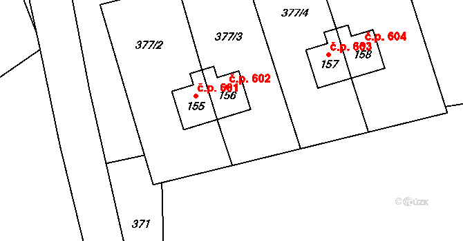 Suchá Rudná 602, Světlá Hora na parcele st. 156 v KÚ Suchá Rudná, Katastrální mapa