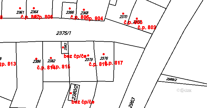 Rýmařov 817 na parcele st. 2376 v KÚ Rýmařov, Katastrální mapa