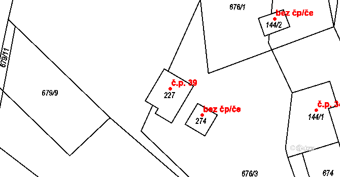 Loukov 39, Háje nad Jizerou na parcele st. 227 v KÚ Rybnice, Katastrální mapa
