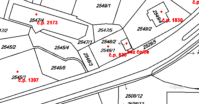Tachov 630 na parcele st. 2546/1 v KÚ Tachov, Katastrální mapa