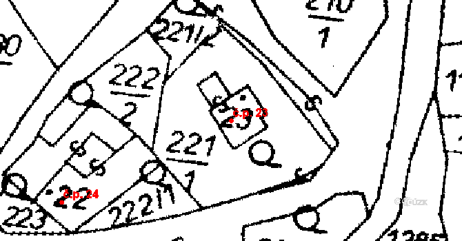 Opatovec 23 na parcele st. 23 v KÚ Opatovec, Katastrální mapa