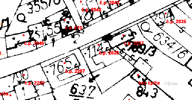 Podlusky 2039, Roudnice nad Labem na parcele st. 114 v KÚ Podlusky, Katastrální mapa