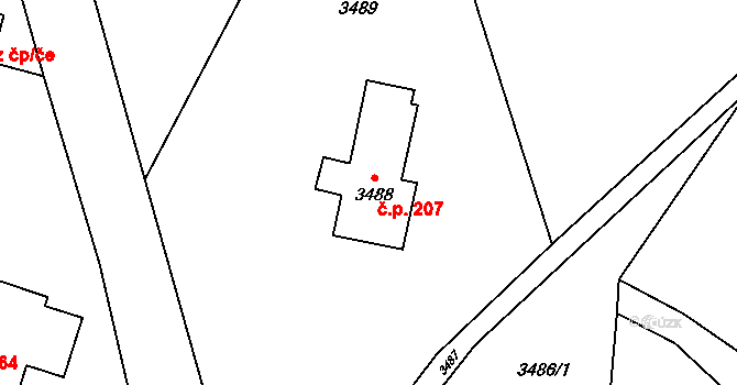 Podmoklice 207, Semily na parcele st. 3488 v KÚ Semily, Katastrální mapa