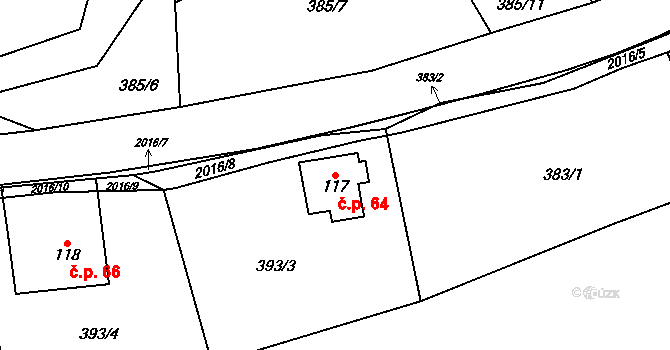 Nedvězí 64, Slaná na parcele st. 117 v KÚ Nedvězí u Semil, Katastrální mapa