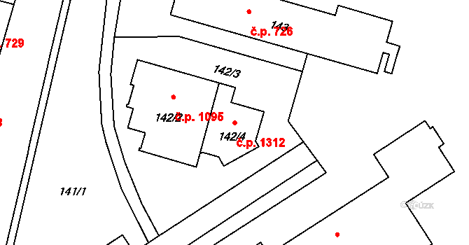Lutyně 1312, Orlová na parcele st. 142/4 v KÚ Horní Lutyně, Katastrální mapa
