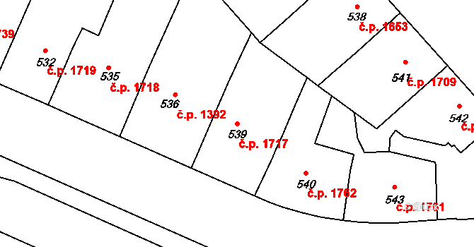 Ústí nad Labem-centrum 1717, Ústí nad Labem na parcele st. 539 v KÚ Ústí nad Labem, Katastrální mapa
