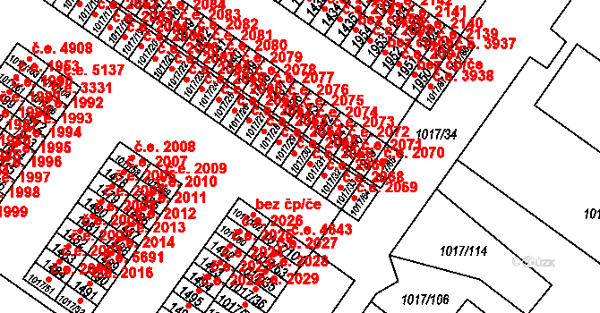 Bukov 2065, Ústí nad Labem na parcele st. 1017/30 v KÚ Bukov, Katastrální mapa