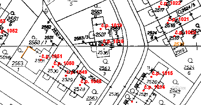 Poděbrady III 1018, Poděbrady na parcele st. 2536 v KÚ Poděbrady, Katastrální mapa