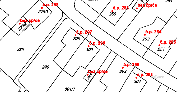Miřetice u Klášterce nad Ohří 296, Klášterec nad Ohří na parcele st. 300 v KÚ Miřetice u Klášterce nad Ohří, Katastrální mapa