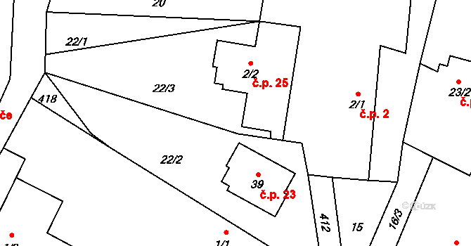 Chabrovice 25, Skopytce na parcele st. 2/2 v KÚ Chabrovice, Katastrální mapa