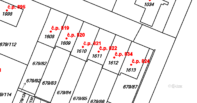 Hostinné 822 na parcele st. 1611 v KÚ Hostinné, Katastrální mapa