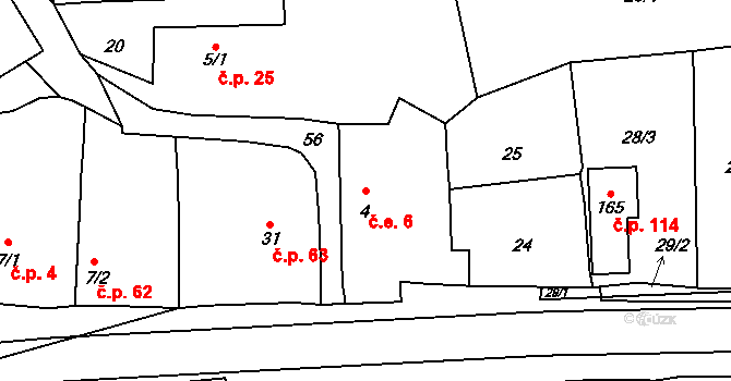 Krchleby 6, Staňkov na parcele st. 4 v KÚ Krchleby u Staňkova, Katastrální mapa