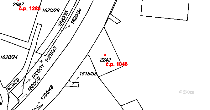 Cheb 1048 na parcele st. 2242 v KÚ Cheb, Katastrální mapa