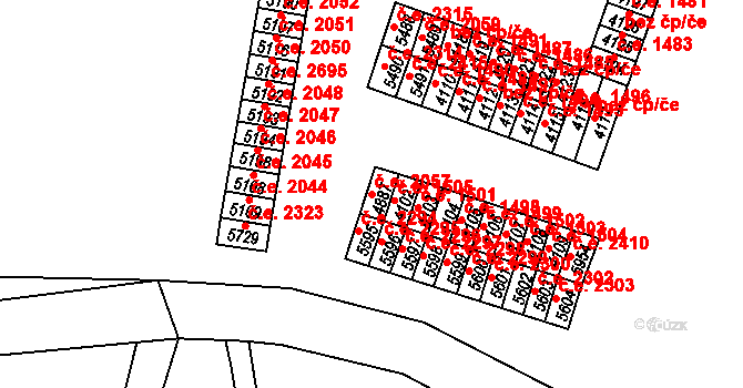 Cheb 2057 na parcele st. 4887 v KÚ Cheb, Katastrální mapa