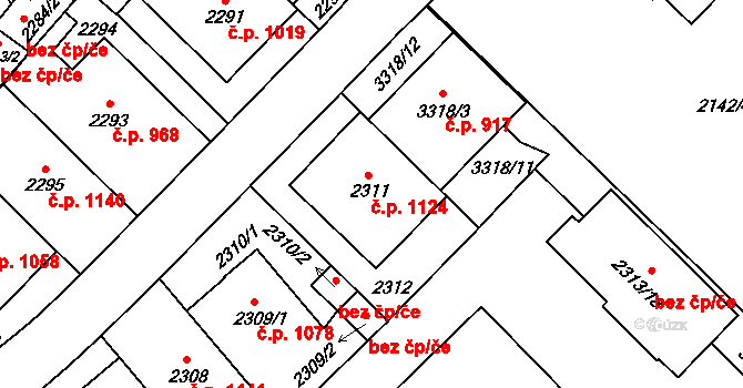 Michle 1124, Praha na parcele st. 2311 v KÚ Michle, Katastrální mapa