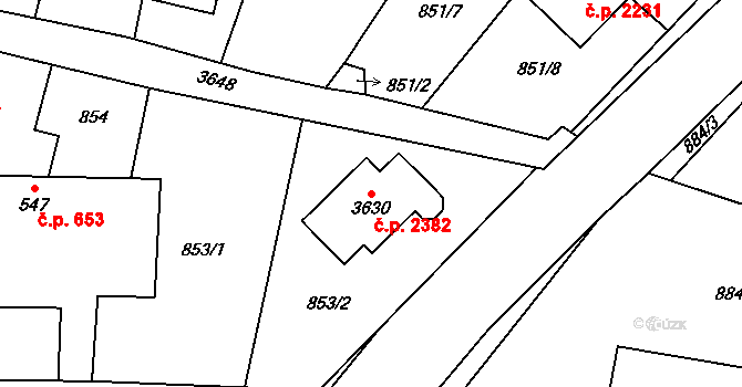 Dvůr Králové nad Labem 2382 na parcele st. 3630 v KÚ Dvůr Králové nad Labem, Katastrální mapa
