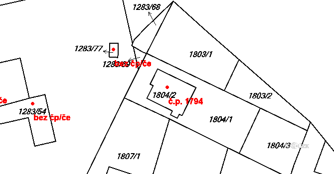 České Budějovice 7 1794, České Budějovice na parcele st. 1804/2 v KÚ České Budějovice 7, Katastrální mapa