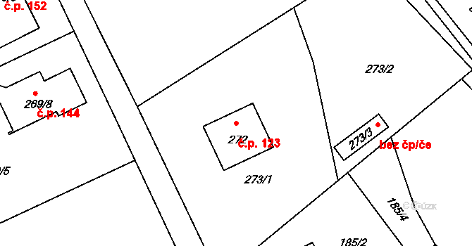 Dobranov 123, Česká Lípa na parcele st. 272 v KÚ Dobranov, Katastrální mapa