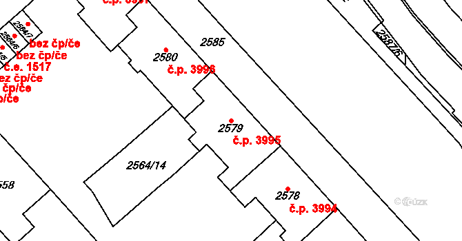 Chomutov 3995 na parcele st. 2579 v KÚ Chomutov I, Katastrální mapa