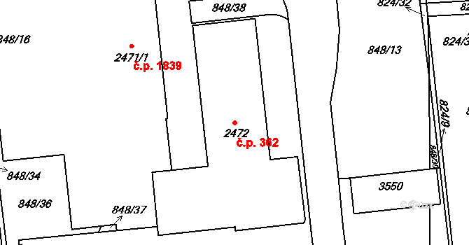 Nový Hradec Králové 362, Hradec Králové na parcele st. 2472 v KÚ Nový Hradec Králové, Katastrální mapa