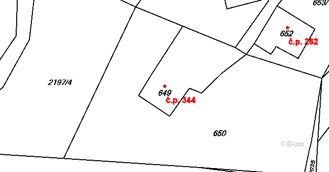 Louky 344, Karviná na parcele st. 649 v KÚ Louky nad Olší, Katastrální mapa