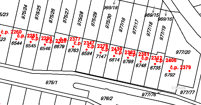 Cheb 2439 na parcele st. 7147 v KÚ Cheb, Katastrální mapa