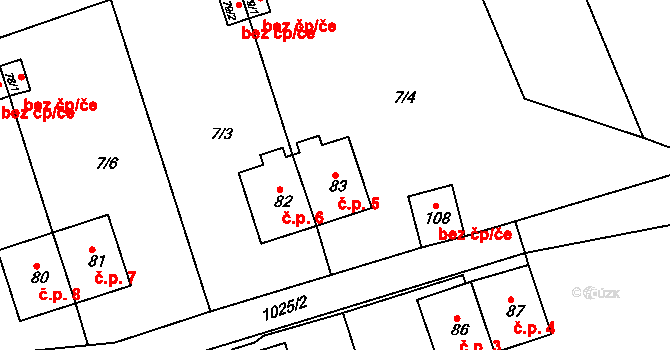 Lobzy 5, Březová na parcele st. 83 v KÚ Lobzy u Březové, Katastrální mapa