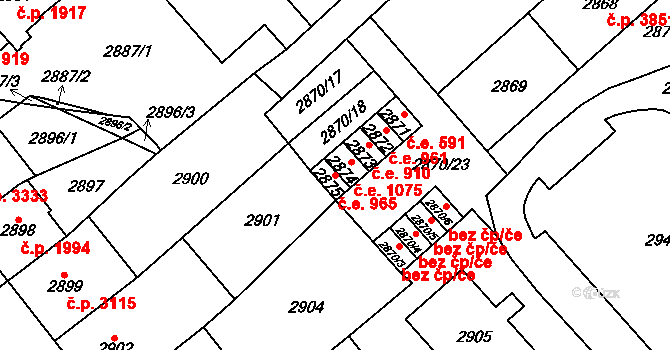 Chomutov 965 na parcele st. 2875 v KÚ Chomutov I, Katastrální mapa